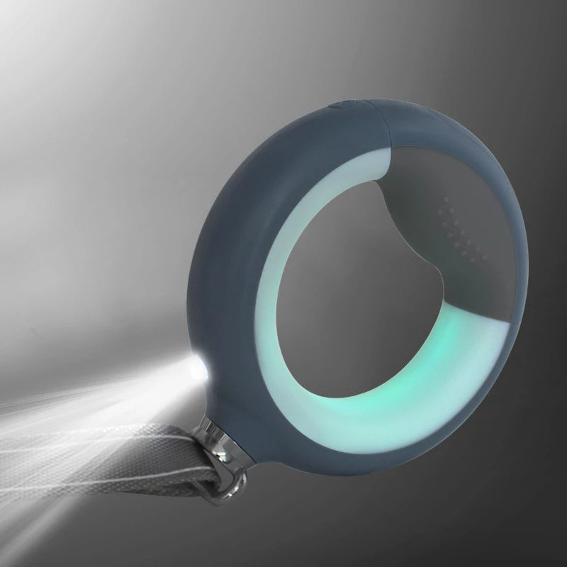 حبل قوي 3 في 1 مع مصباح يدوي LED وإضاءة ملونة للمقبض وموزع للحقائب - مقود مضيء