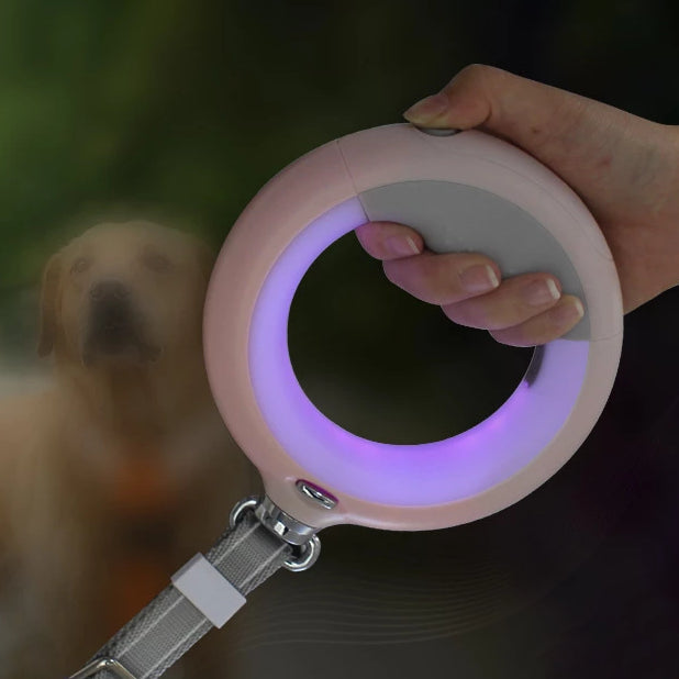حبل قوي 3 في 1 مع مصباح يدوي LED وإضاءة ملونة للمقبض وموزع للحقائب - مقود مضيء